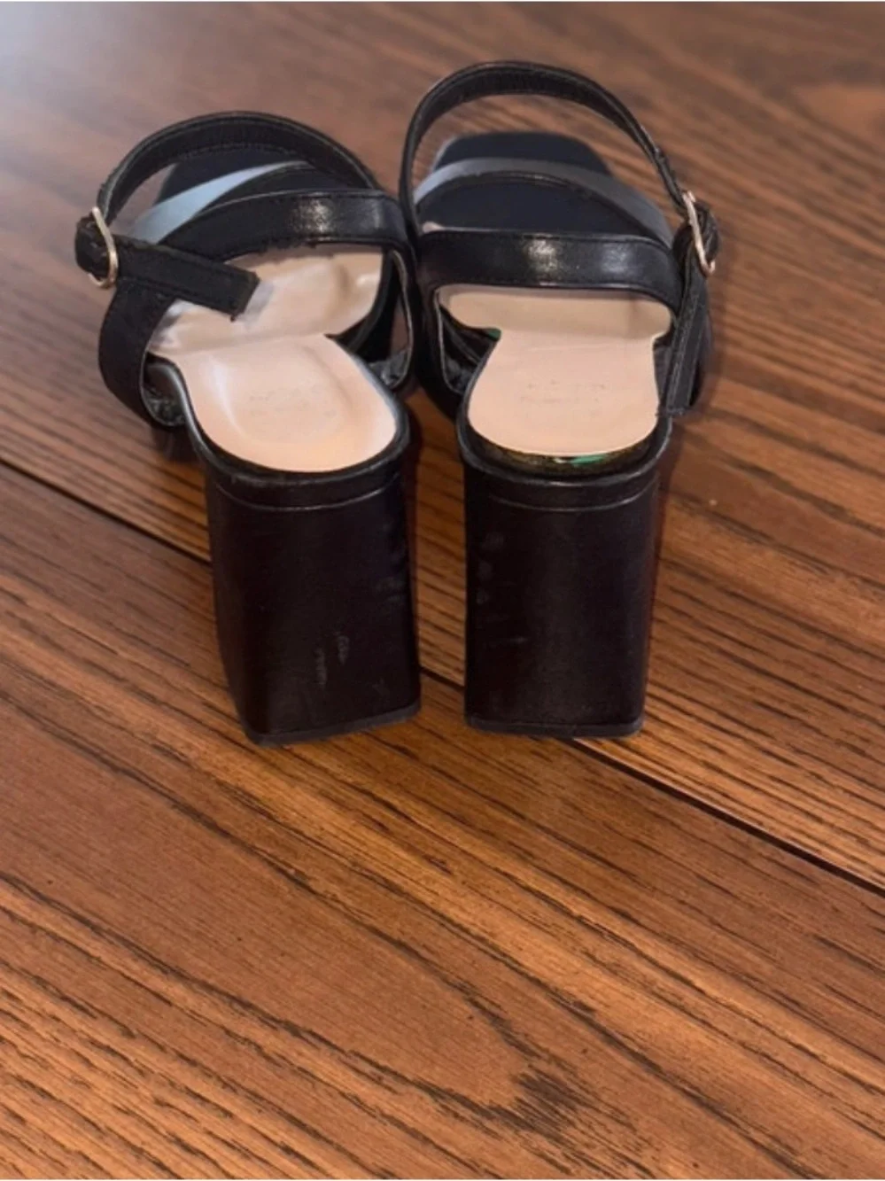 Black Platform Block Heel Sandals with Ankle Strap - Picture 5 of 6